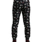 Dolce & Gabbana Black Ring Silk Jogging Trousers Pants