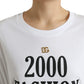 Dolce & Gabbana White Slogan Print Lacing Detailed T-shirt