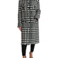 Dolce & Gabbana Black White Houndstooth Trench Coat Jacket