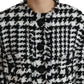 Dolce & Gabbana Black White Houndstooth Trench Coat Jacket