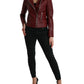 Dolce & Gabbana Bordeaux Leather Biker Coat Lambskin Jacket