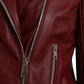 Dolce & Gabbana Bordeaux Leather Biker Coat Lambskin Jacket