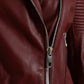 Dolce & Gabbana Bordeaux Leather Biker Coat Lambskin Jacket