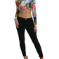 Dolce & Gabbana Multicolor Floral Long Sleeves Cropped Top