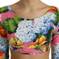 Dolce & Gabbana Multicolor Floral Long Sleeves Cropped Top