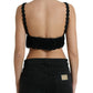 Dolce & Gabbana Black Cotton Bustier Cropped Crochet Tank Top