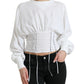 Dolce & Gabbana White Cotton Corset Cropped Long Sleeves Topclothing