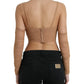 Dolce & Gabbana Brown Nylon Stretch Open Shoulder Cropped Top