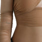 Dolce & Gabbana Brown Nylon Stretch Open Shoulder Cropped Top
