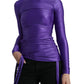 Dolce & Gabbana Purple Nylon Stretch Slim Long Sleeves Top