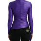 Dolce & Gabbana Purple Nylon Stretch Slim Long Sleeves Top