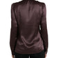 Dolce & Gabbana Brown Silk Ascot Collar Long Sleeve Blouse Top
