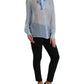 Dolce & Gabbana Blue Long Sleeves Ascot Collar Blouse Top