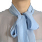 Dolce & Gabbana Blue Long Sleeves Ascot Collar Blouse Top