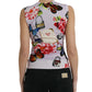 Dolce & Gabbana Multicolor Floral Padlock Butterfly Tank Top
