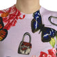 Dolce & Gabbana Multicolor Floral Padlock Butterfly Tank Top