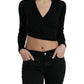 Dolce & Gabbana Black Wool V-neck Crossed Cardigan Sweater