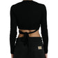 Dolce & Gabbana Black Wool V-neck Crossed Cardigan Sweater