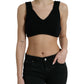 Dolce & Gabbana Black Cropped Cashmere V-neck Bustier Top
