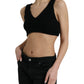 Dolce & Gabbana Black Cropped Cashmere V-neck Bustier Top