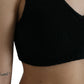Dolce & Gabbana Black Cropped Cashmere V-neck Bustier Top