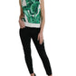 Dolce & Gabbana White Banana Leaf Print Crew Neck Tank Top