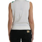 Dolce & Gabbana White Banana Leaf Print Crew Neck Tank Top