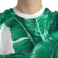 Dolce & Gabbana White Banana Leaf Print Crew Neck Tank Top