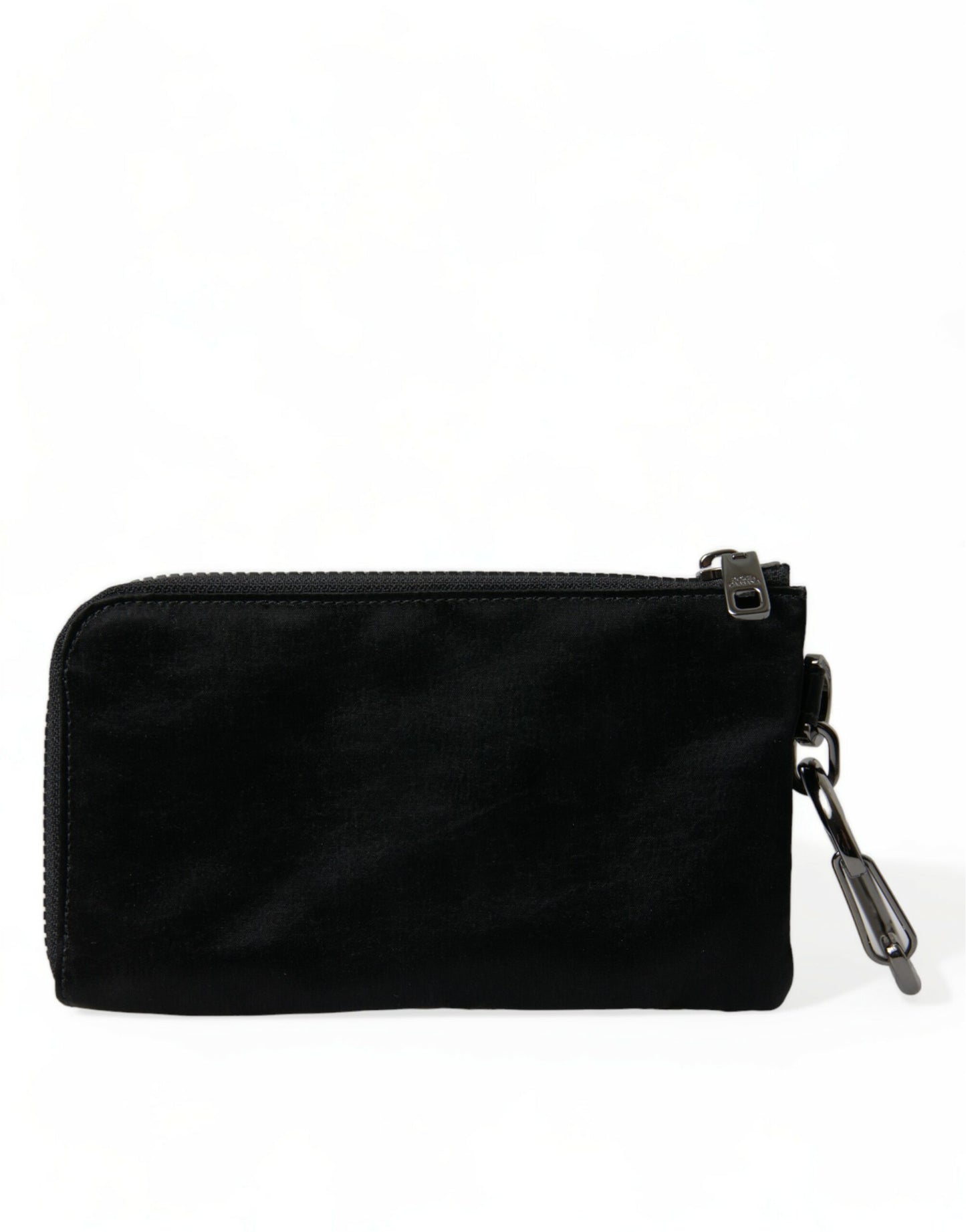 Dolce & Gabbana Elite Black Nylon & Leather Pouch with Logo Detail