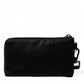 Dolce & Gabbana Elegant Black Nylon Leather Pouch with Silver Details