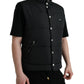 Dolce & Gabbana Sleek Black High-Neck Vest Jacket