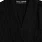Dolce & Gabbana Black Cashmere Long Sleeves Belted Wrap Robe