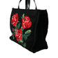 Dolce & Gabbana Chic Embroidered Floral Black Tote