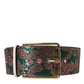 Dolce & Gabbana Multicolor Floral Jacquard Lurex Gold Buckle Belt