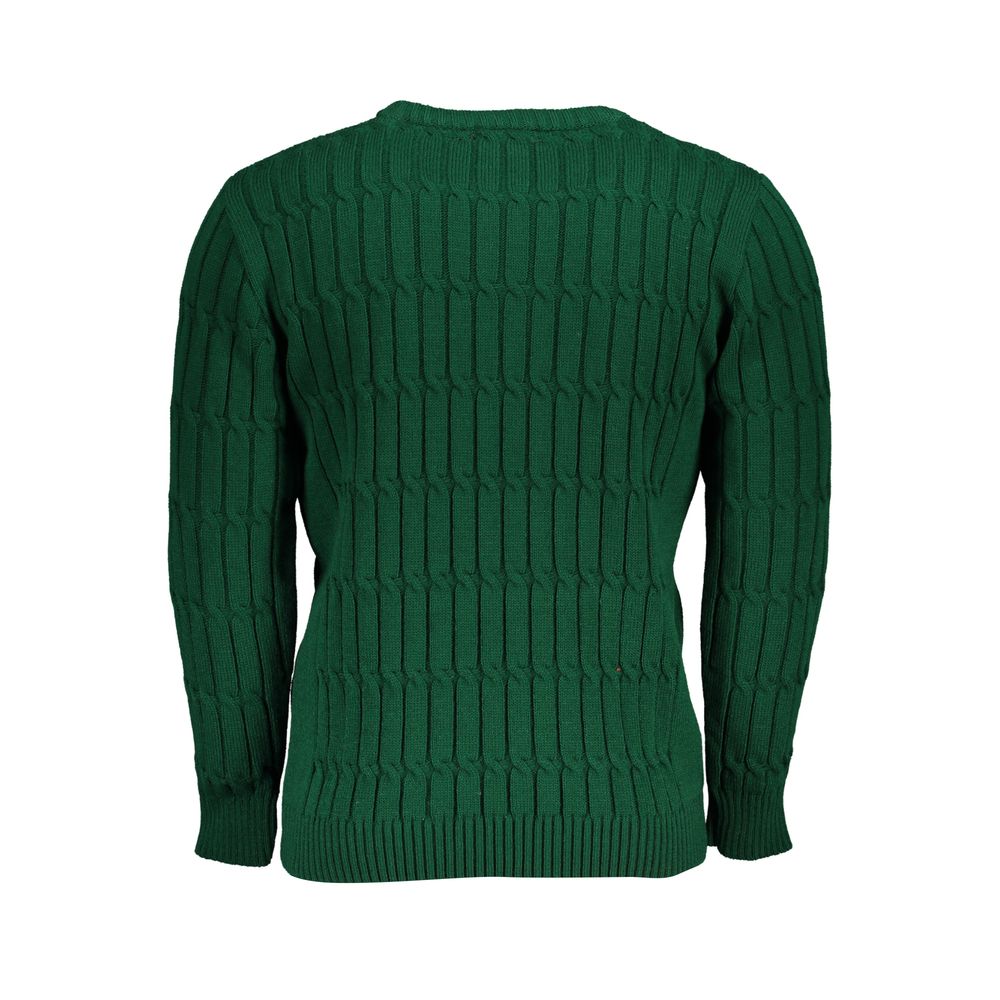 U.S. Grand Polo Elegant Crew Neck Twisted Green Sweater