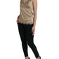 Dolce & Gabbana Brown Lace Trim V-neck Sleeveless Tank Top