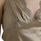 Dolce & Gabbana Brown Lace Trim V-neck Sleeveless Tank Top