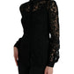 Dolce & Gabbana Black Floral Lace Long Sleeves Blouse Top