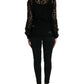 Dolce & Gabbana Black Floral Lace Long Sleeves Blouse Top