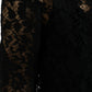 Dolce & Gabbana Black Floral Lace Long Sleeves Blouse Top