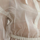 Dolce & Gabbana White Silk Long Sleeves Ascot Collar Top