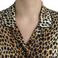 Dolce & Gabbana Brown Leopard Print Long Sleeves Blouse Top