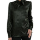 Dolce & Gabbana Gray Long Sleeves Ascot Collar Blouse Top