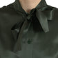 Dolce & Gabbana Gray Long Sleeves Ascot Collar Blouse Top