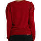 Dolce & Gabbana Red Wool V-neck Buttoned Cardigan Sweater