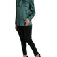 Dolce & Gabbana Dark Green Silk Ascot Collar Blouse Top
