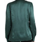Dolce & Gabbana Dark Green Silk Ascot Collar Blouse Top