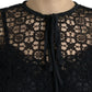Dolce & Gabbana Black Floral Lace Short Sleeves Blouse Top