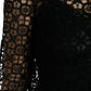 Dolce & Gabbana Black Floral Lace Short Sleeves Blouse Top