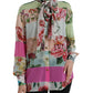 Dolce & Gabbana Multicolor Floral Patchwork Ascot Collar Top